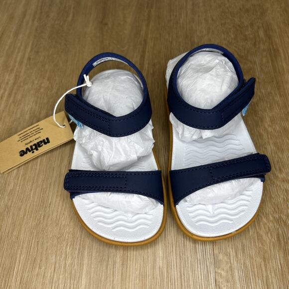 NATIVE TODDLER BOY C7 SANDAL CHARLEY REGETTA BLUE WHITE 62109100-4226 WATERPROOF - Picture 2 of 6